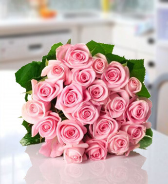 Bunch of 20 Pink Roses in a nice wrapping. Warm Hug