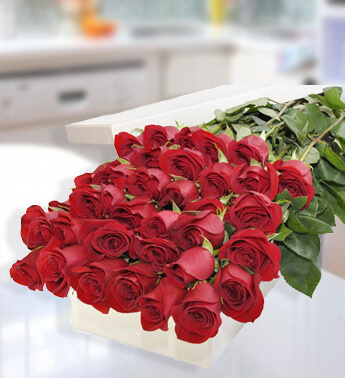 Flat bunch of 36 Red Roses in a nice wrapping. More Than Words
