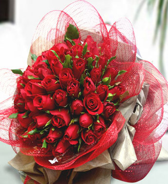 Bunch Of 60 Red Roses in nice wrapping. The Glow